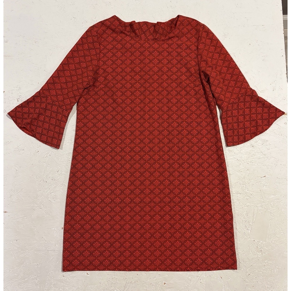 Banana Republic Women's Medium Red Printed Bell Ponte Flutter Sleeve Dress